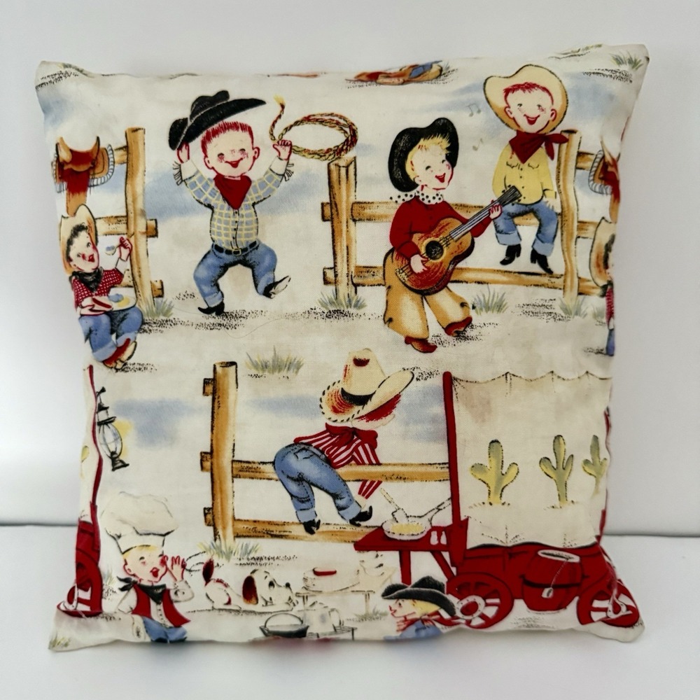 Michael Miller Lil Cowpokes Pillow Cover Removable Washable Cowboy Cowgirl